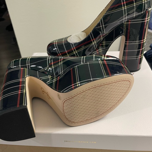 Jessica Simpson Black and Red Plaid Platform Heels - Picture 3 of 5